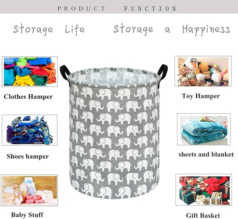 KUNRO Baby Laundry Basket Kids Elephant Pattern Hamper,Large Storage Box Toy Waterproof Storage Organizer Nursery Bin Clothes,Room Decor - Image 3